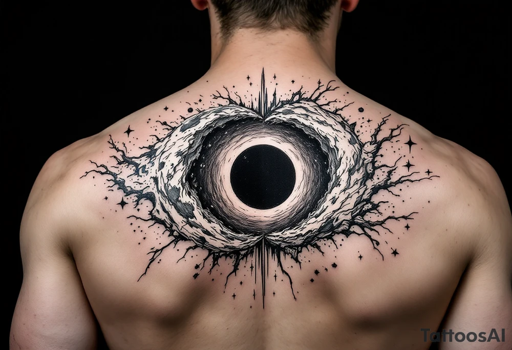 2 different worlds on both sides of a black hole tattoo idea