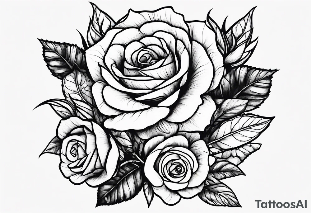 roses and forest tattoo idea