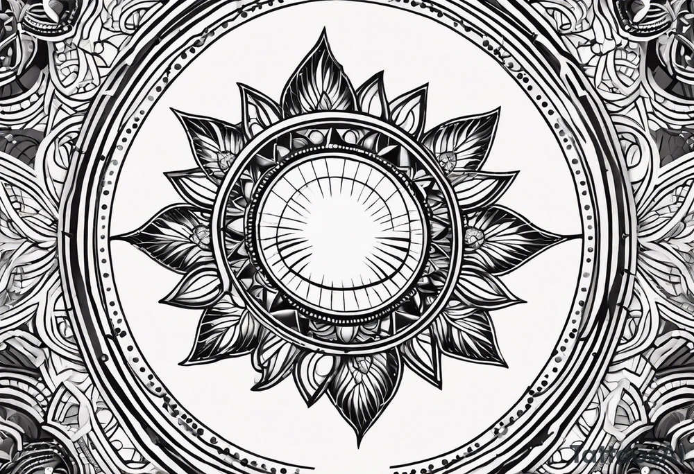 Sun with lines and dots simple yet feminine tattoo idea