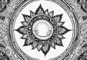 Sun with lines and dots simple yet feminine tattoo idea