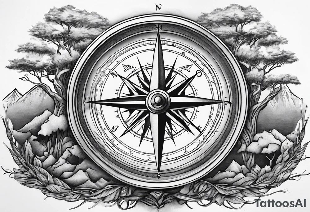 mountains sea 
music compass tree roots tattoo idea