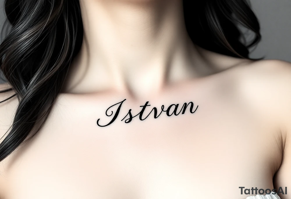 A tattoo of a woman's name in a delicate font under her breast on her ribcage - Istvan tattoo idea