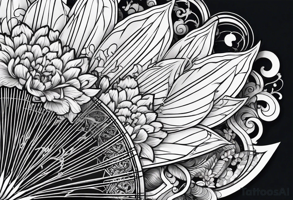 Basic Black Japanese fan tattoo idea