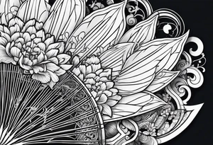 Basic Black Japanese fan tattoo idea