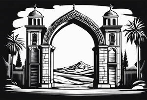 israel town gate vector tattoo idea