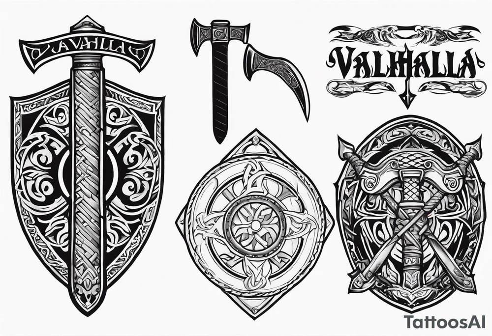 Valhalla viking shield axe sword warrior tattoo idea