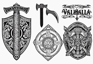 Valhalla viking shield axe sword warrior tattoo idea