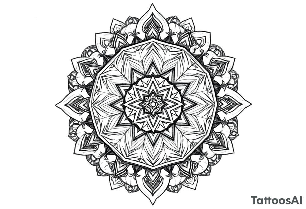 intricate mandala with sacred geometry and cosmic elements tattoo idea