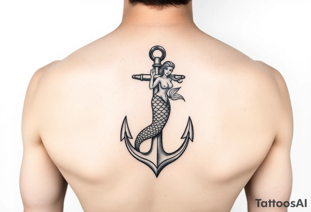 mermaid and anchor tattoo simple tattoo idea