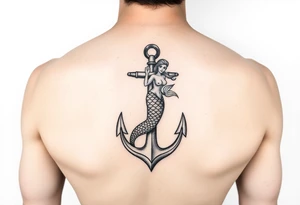 mermaid and anchor tattoo simple tattoo idea