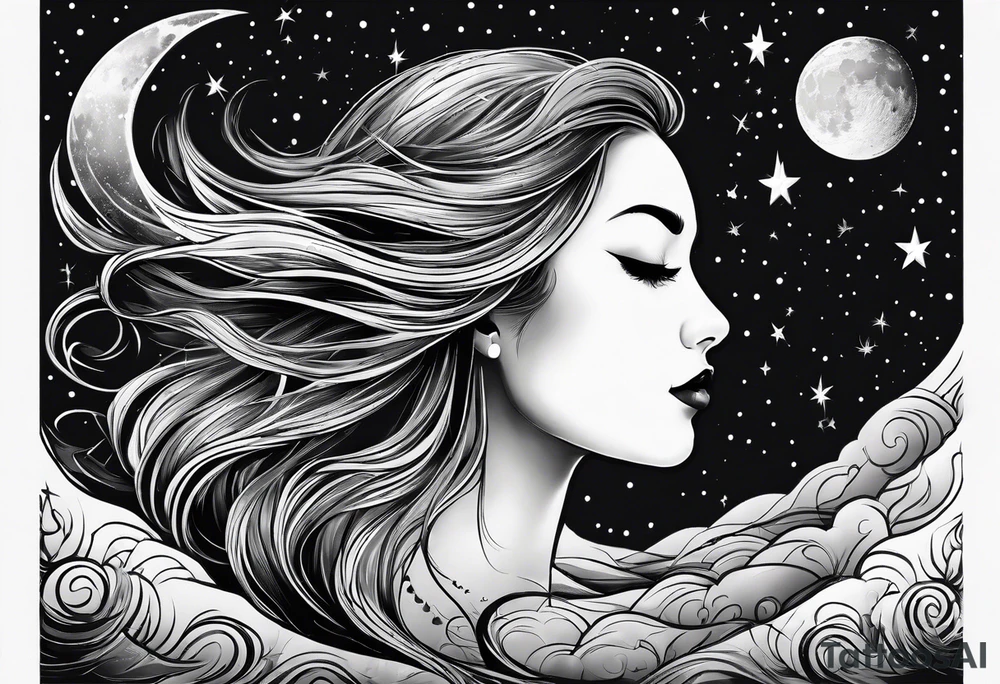 Moon background tattoo idea