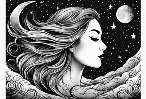 Moon background tattoo idea