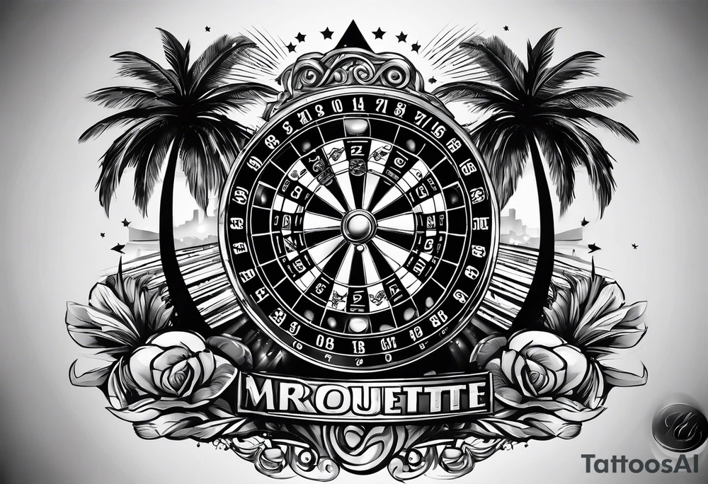 ROULETTE casino card games dice sun palm tree tattoo idea