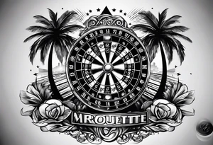 ROULETTE casino card games dice sun palm tree tattoo idea