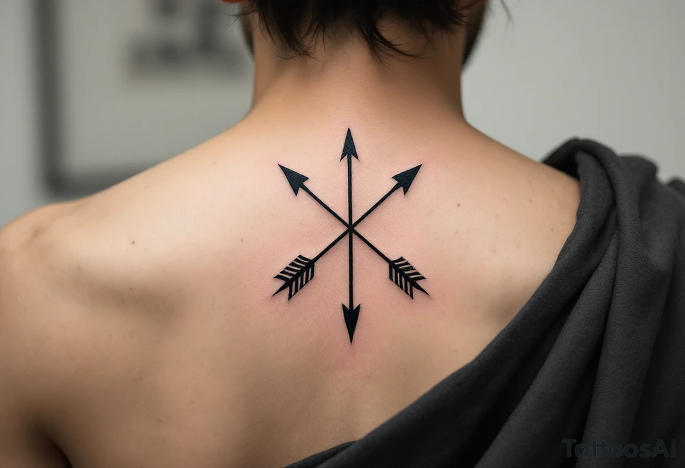 A pair of crossed arrows in black and ochre, symbolizing peace and alliance. tattoo idea