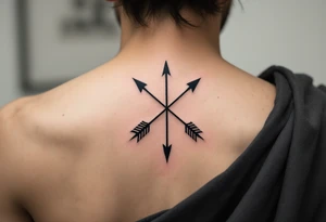 A pair of crossed arrows in black and ochre, symbolizing peace and alliance. tattoo idea