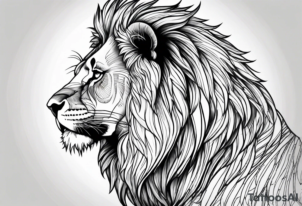 powerful majestic lion, close-up tattoo idea