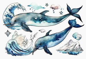 a narwhal in the arctic tattoo idea