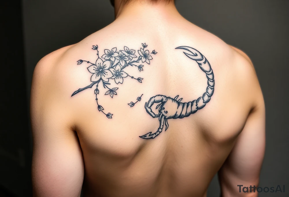 Cherry blossoms constellation scorpio and cancer tattoo idea