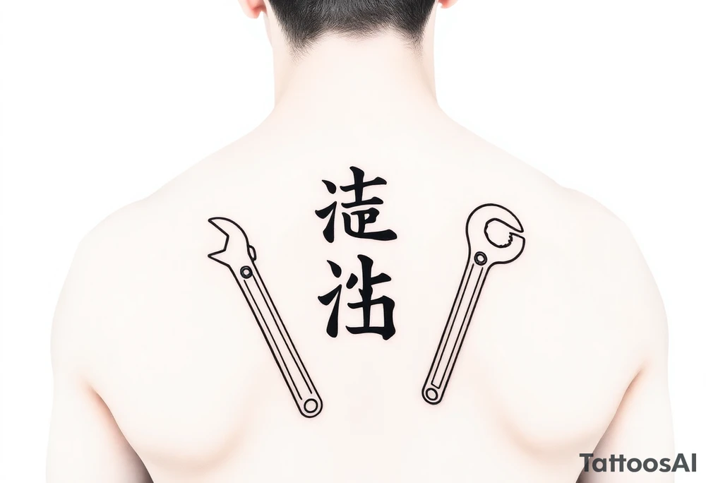 Straight Pipe Wrenches and kanji tattoo idea