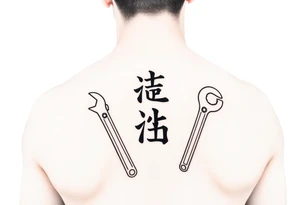 Straight Pipe Wrenches and kanji tattoo idea