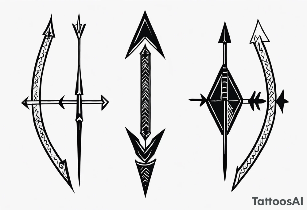 three minimalistic parallel medieval arrows.
two arrows broken. arrows need to have a flight at one end and a head at the other

arrows represent my auntie who died at 62, myself, and my son who died at 6 months old tattoo idea