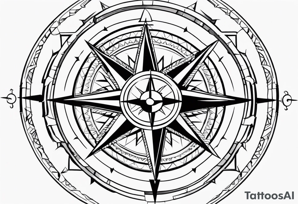 simplistic 8 point compass with north south east and west points being longer tattoo idea