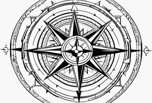 simplistic 8 point compass with north south east and west points being longer tattoo idea