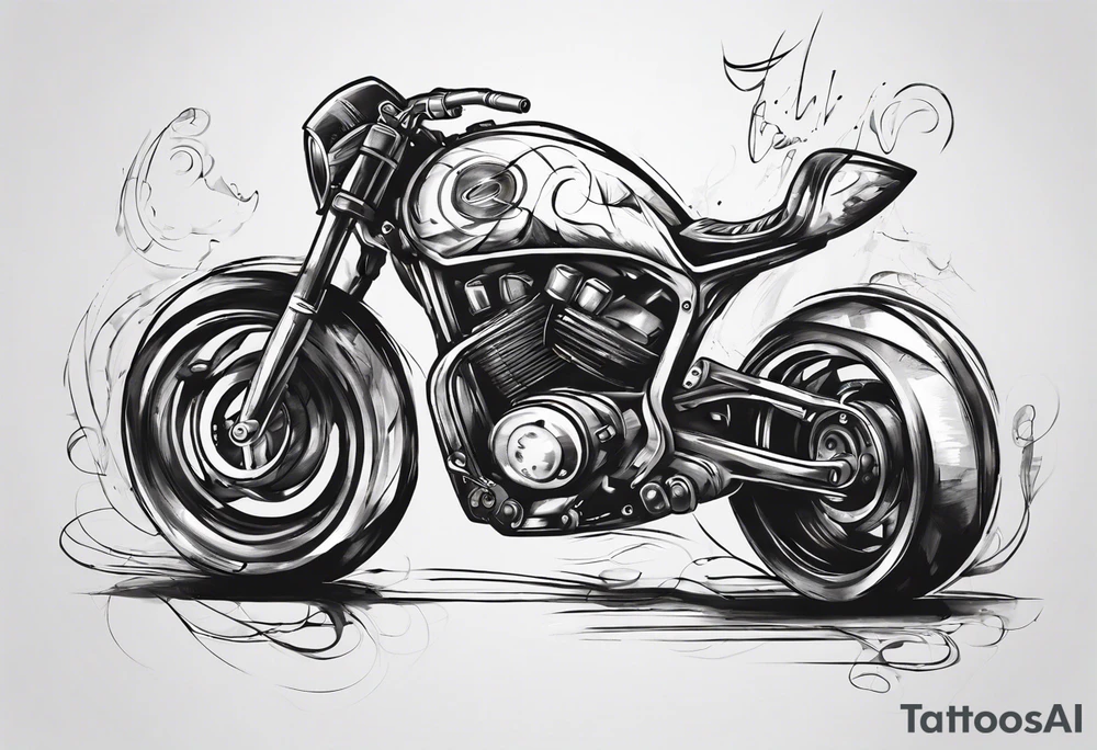 Abstract cafe racer motorcycle tattoo idea