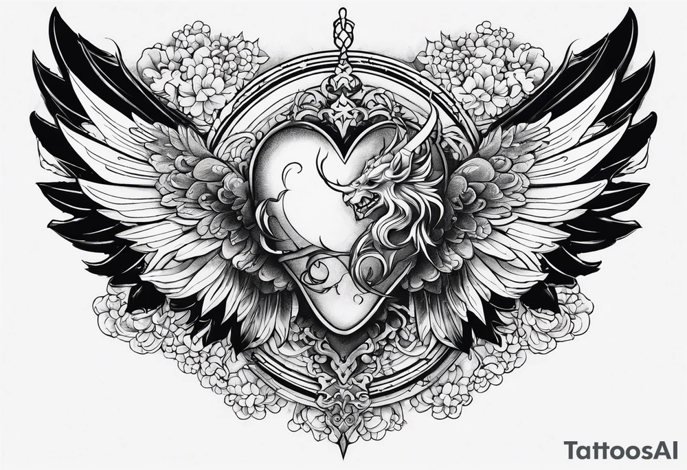 angelish devil heart/wings tattoo idea