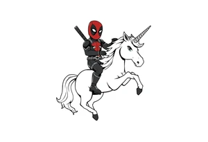 Deadpool riding unicorn tattoo idea