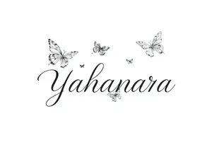 Name YAHANARA with butterflies tattoo idea