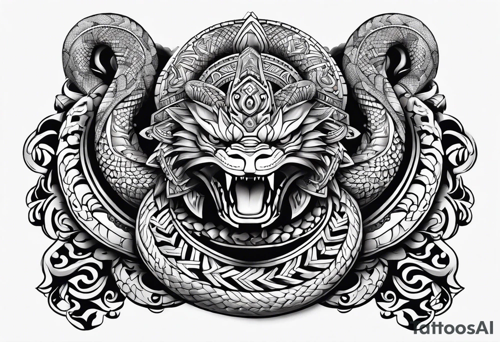 aztec snake sleeve tattoo idea