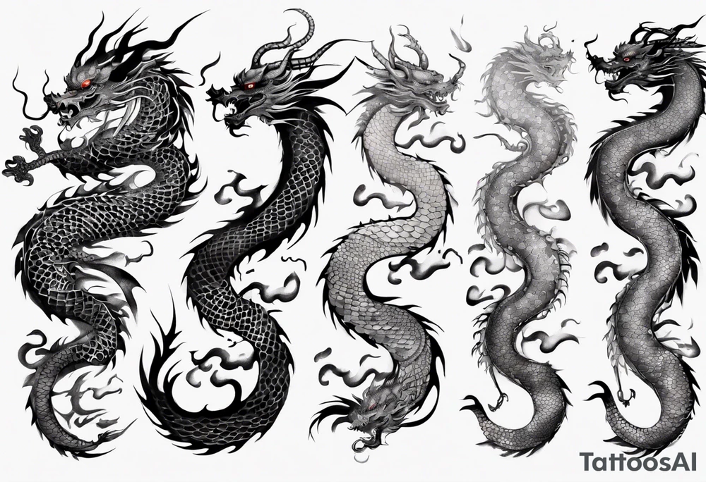 long chinese dragon with scales tattoo idea