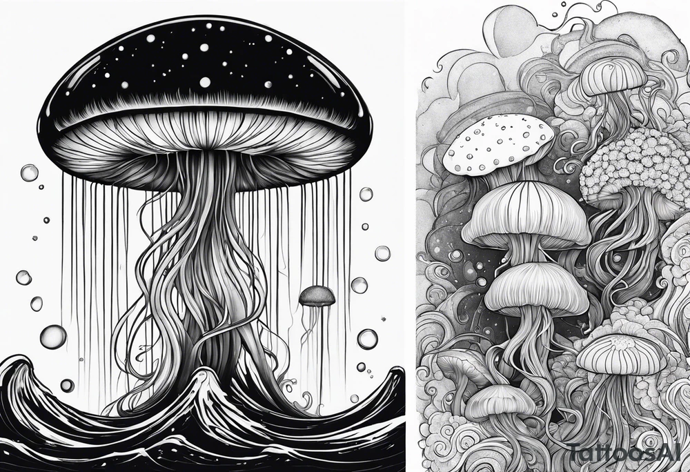 A galaxy inside a long slender jellyfish tattoo idea