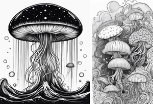 A galaxy inside a long slender jellyfish tattoo idea