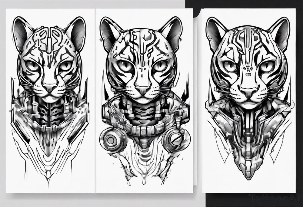 cybernetic ocelot tattoo idea