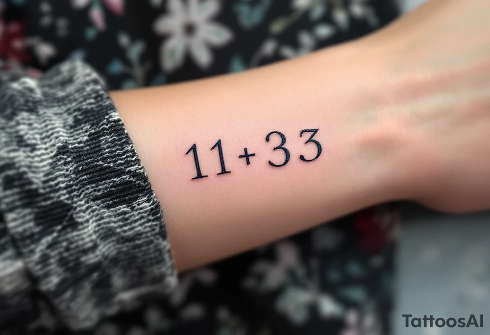 Three delicate Roman numerals "1,2,3" tattooed side by side in black, blue and pink ink tattoo idea
