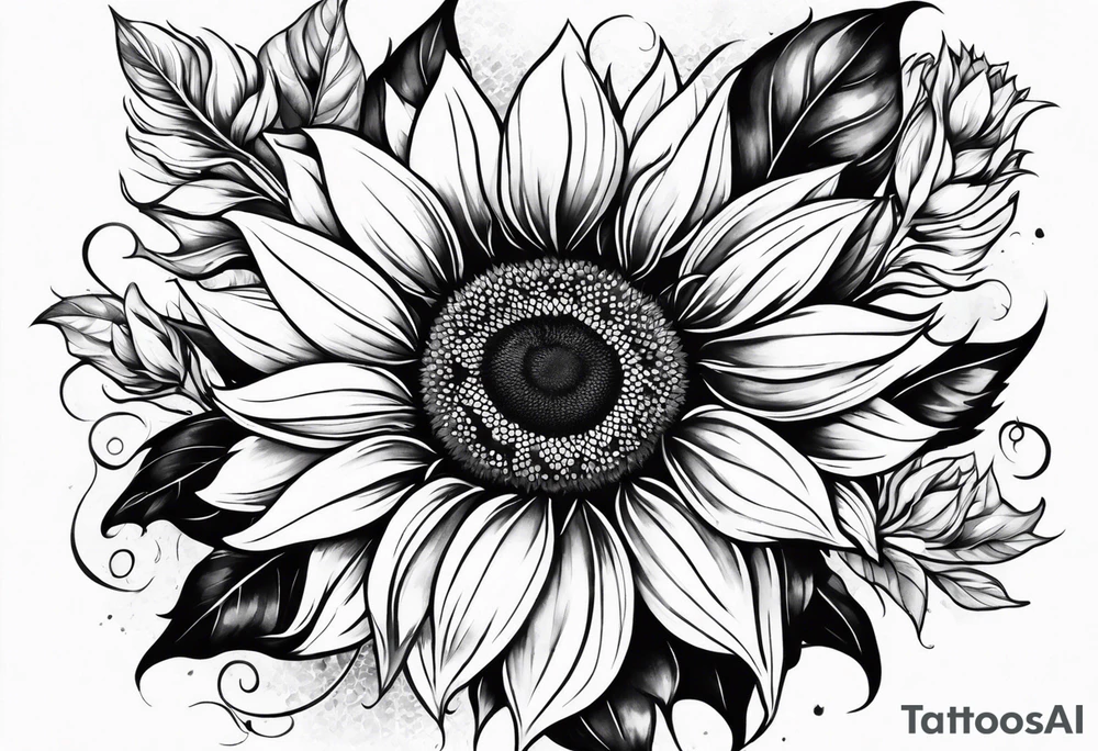 Sunflower leg sleeve tattoo idea