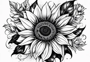 Sunflower leg sleeve tattoo idea
