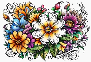 Paisley wild flowers tattoo idea