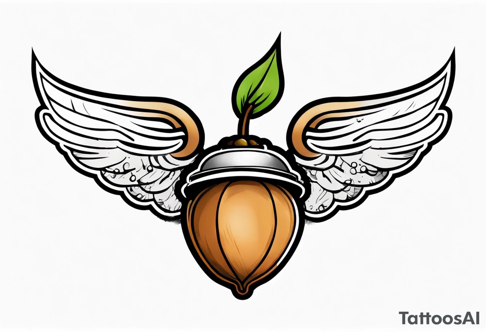 Flying acorn tattoo idea
