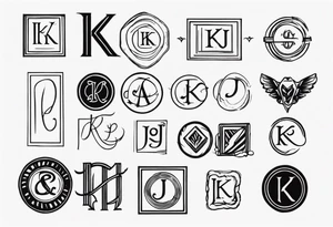 Stamp Tattoo with Initials K and J tattoo idea