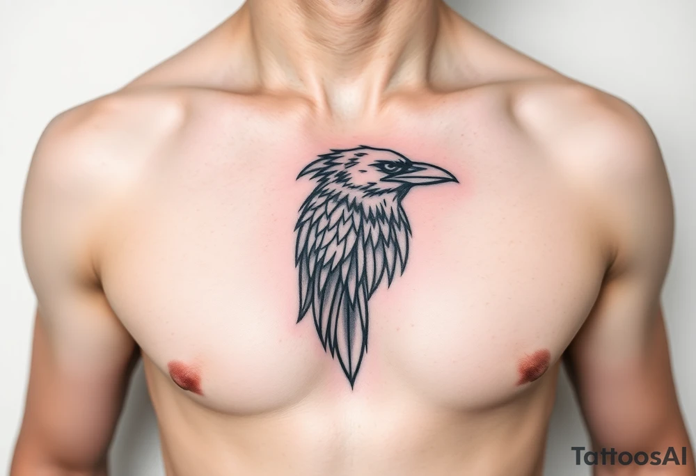 linear abstract raven tattoo idea