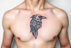 linear abstract raven tattoo idea