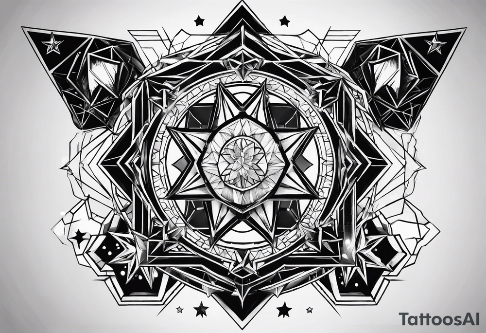 Tesseract and stars tattoo idea