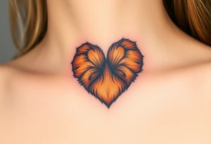A hyper-realistic dog paw forming a heart, with fine fur details and warm shades of golden brown, caramel, and soft beige for a lifelike effect tattoo idea
