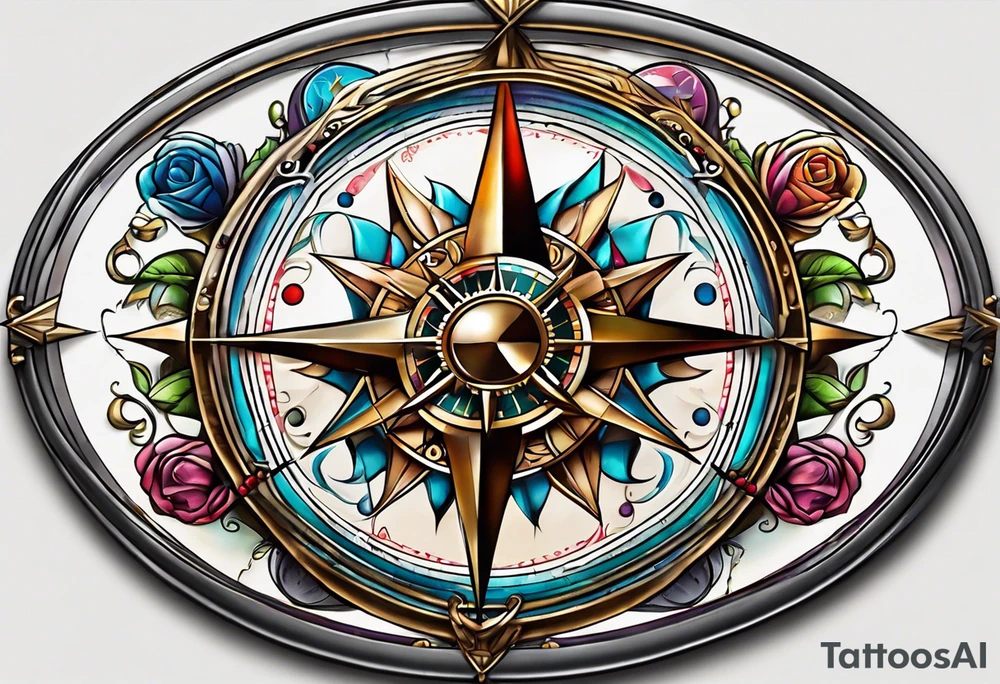 Rabbit hole whimsical compass deck of cards tattoo idea