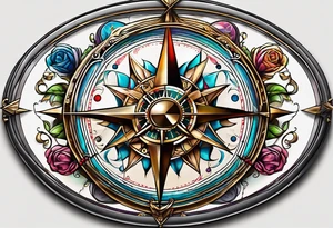 Rabbit hole whimsical compass deck of cards tattoo idea