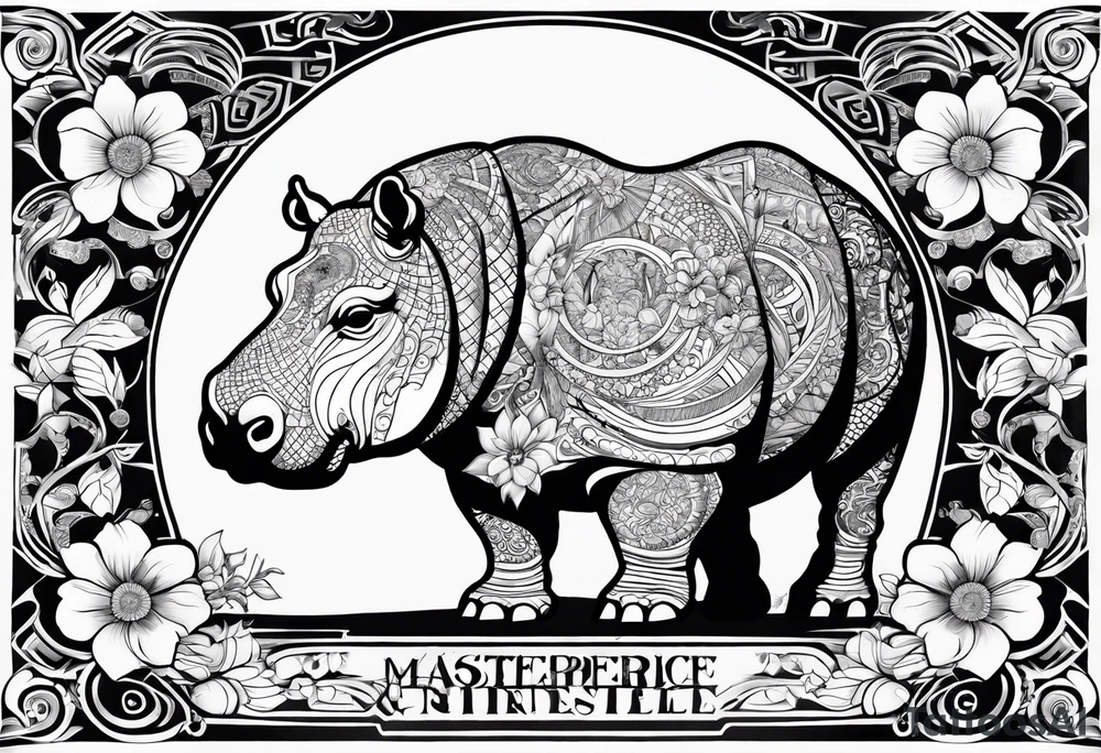 Hippo, flowers, moon, interstella,
Extreme fine lines, tribal, geometric, japanese tattoo idea